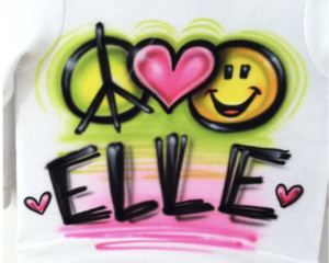 Airbrushed peace, love and smiley design