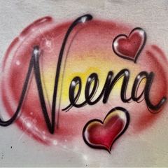Airbrushed script name with hearts